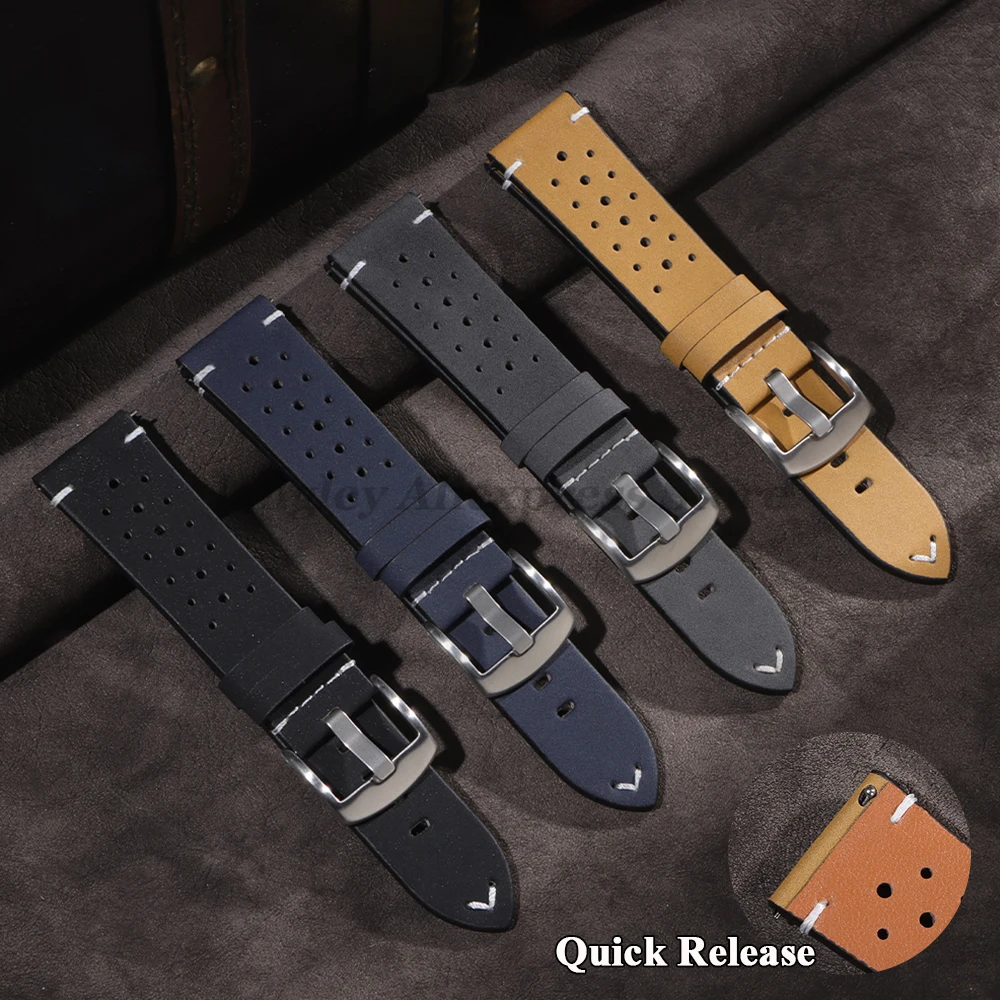 20 ミリメートル 22 ミリメートルヴィンテージレザー時計ストラップサムスンギャラクシーウォッチ 7/6/5/4/3 ブレスレットセイコークイックリリース男性女性アクセサリー