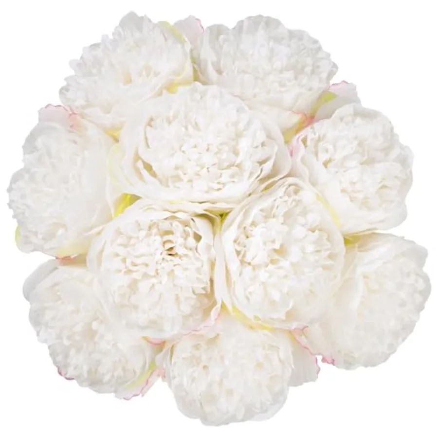 

2 Bouquet 10 Heads Artificial Peony Silk Flower Leaf Home Office Wedding Party Festival Bar Decor Cream