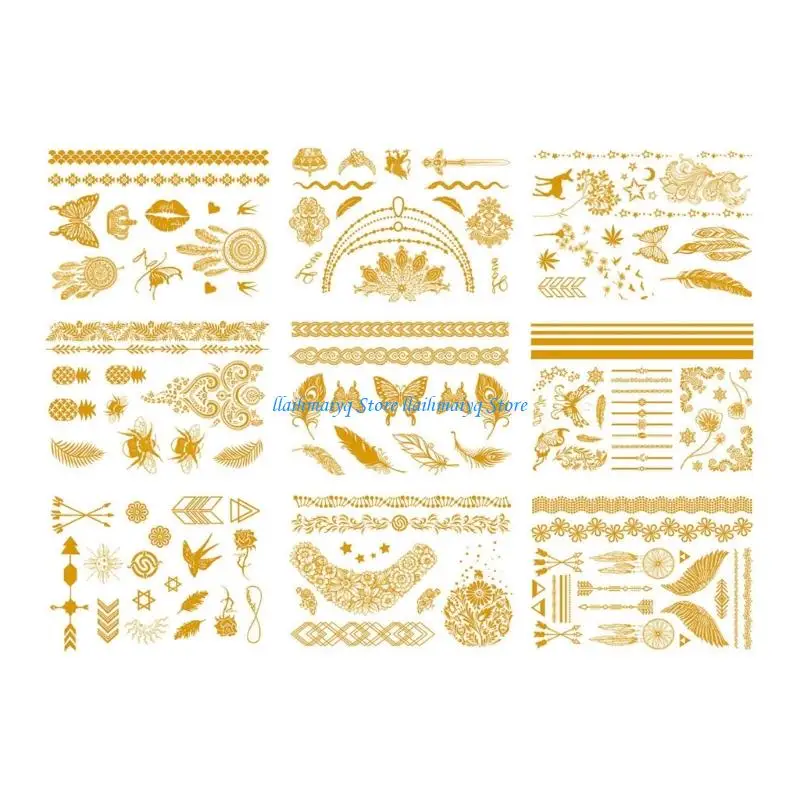 

573B 9 Sheets Temporary Skin Art For Cosplay Sweat Resistant Adhesive Stickers