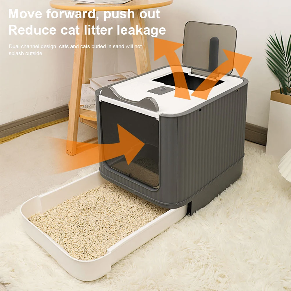 Foldable Cat Litter Box Front Entry Top Exit Litter Box Deodorant Cat Toilet Fully Enclosed Pet Cleaning Kitten Training Toilet