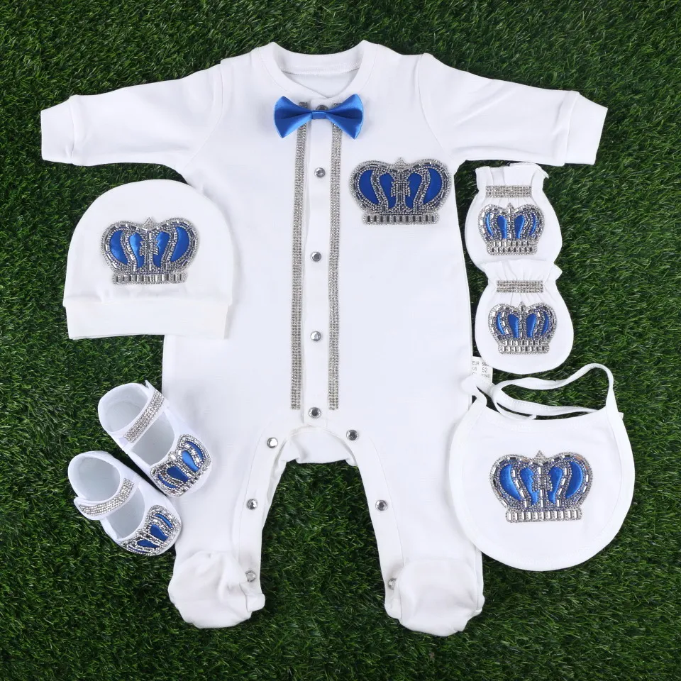 

Newborn Baby Crown Romper Sets Boys Girls Crown Cloth
