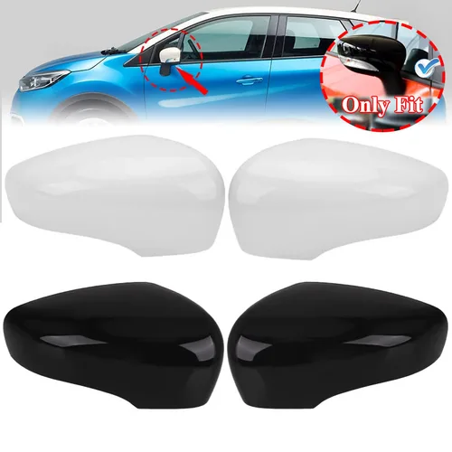 Tapa de la cubierta del espejo retrovisor de la puerta lateral del coche, negro brillante/blanco, para Renault Clio 4 Mk4 / Zoe / Captur 2012-2019, funda para espejo retrovisor de puerta