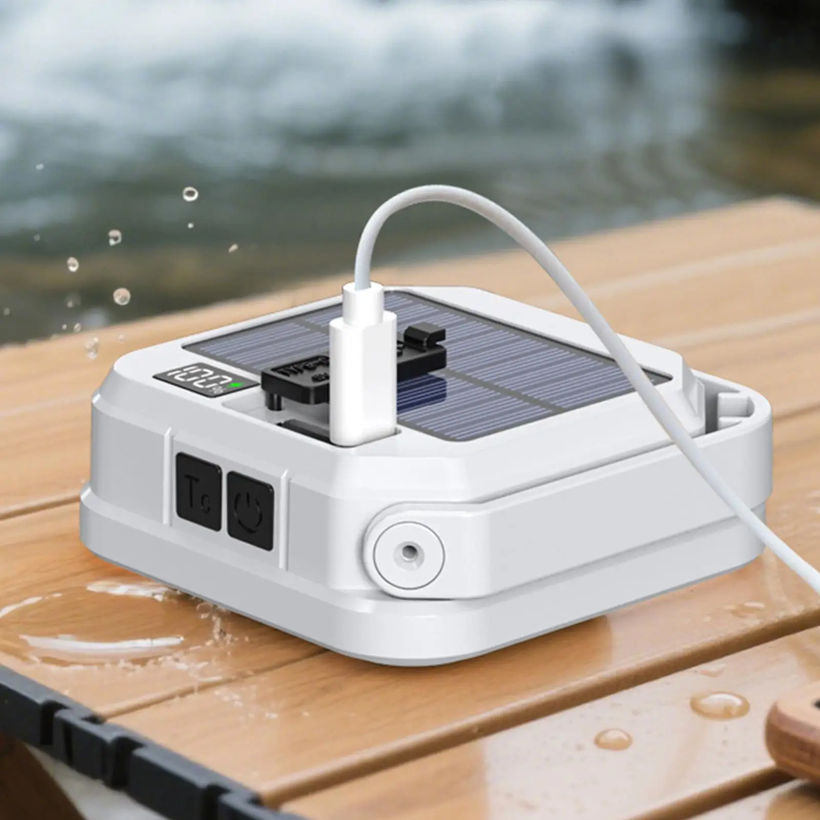 ضوء التخييم بالطاقة الشمسية USB مصباح قابل لإعادة الشحن بالطاقة الشمسية للتخييم مع شاشة عرض بطارية LCD لتسلق الصيد في الفناء