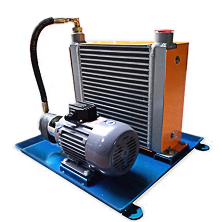 

Hydraulic parts oil cooling power unit and pump motor heat exchanger system