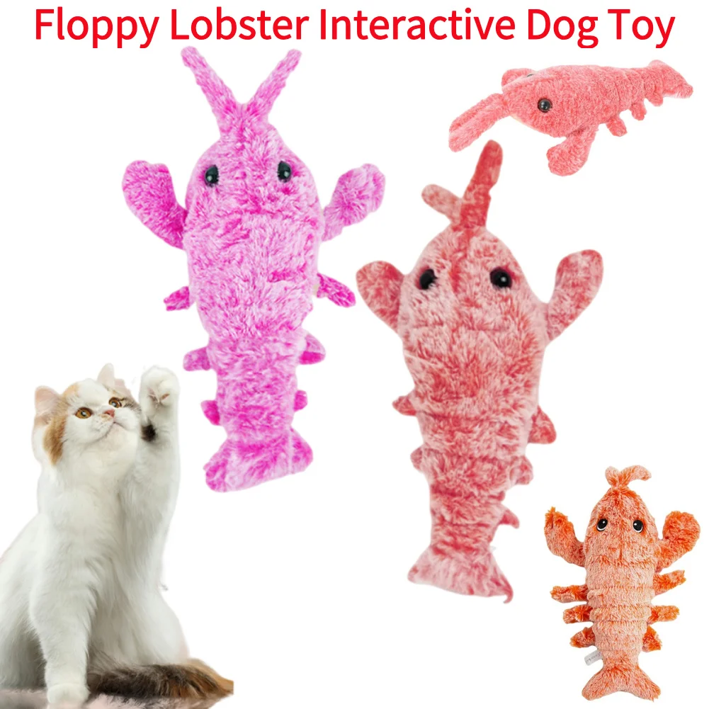 USB Charging Floppy Lobster Cats Toy Cute Interactive Shrimp Dog Toys Washable Electric Dancing Lobster Toy Pet Supplies