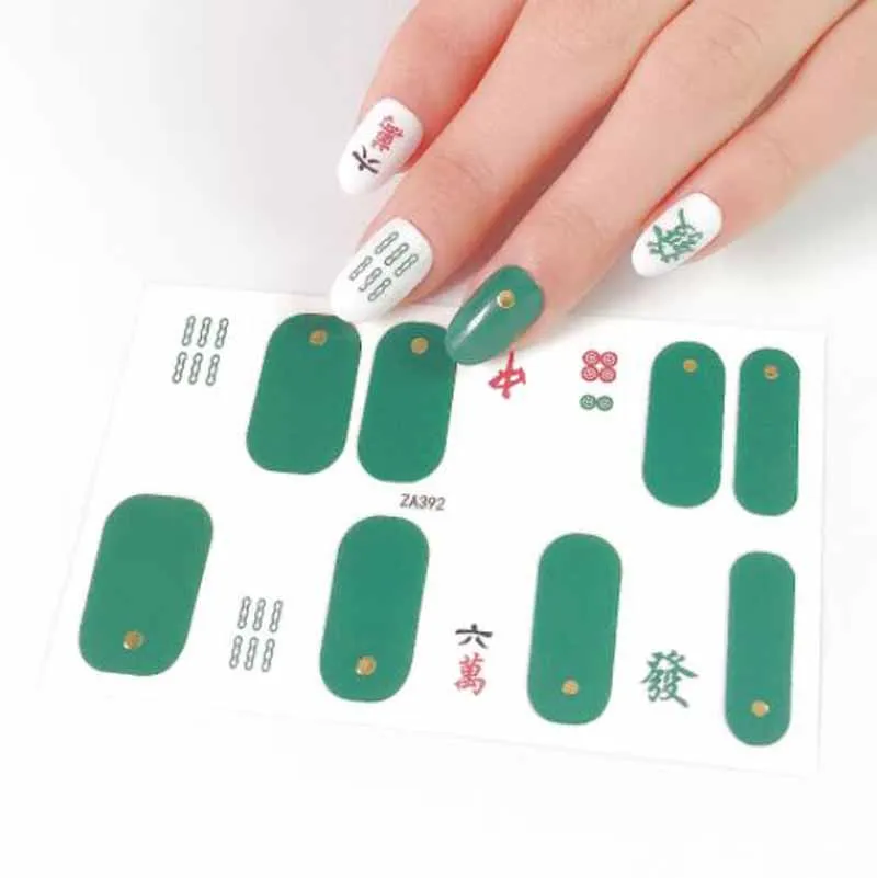 1 folha de cobertura completa etiqueta da arte do prego à prova dwaterproof água adesivo decoração tiras de esmalte diy envoltórios de unhas remendo para mulher