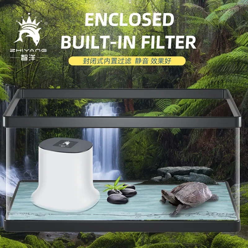 110V 220V Aquarium Turtle Tank Filter Low Water Level Small Fish Tank Waterfall Type Small Silent Built-in Filter Water Pump