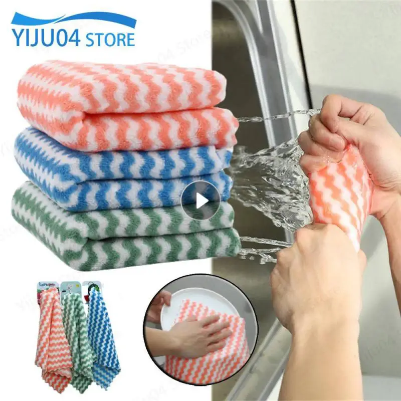 Micro Fiber Cleaning Cloth Rags Water Absorption Non-Stick Oil Washing Kitchen Towel Household Tools Cleaning Wiping Supplies