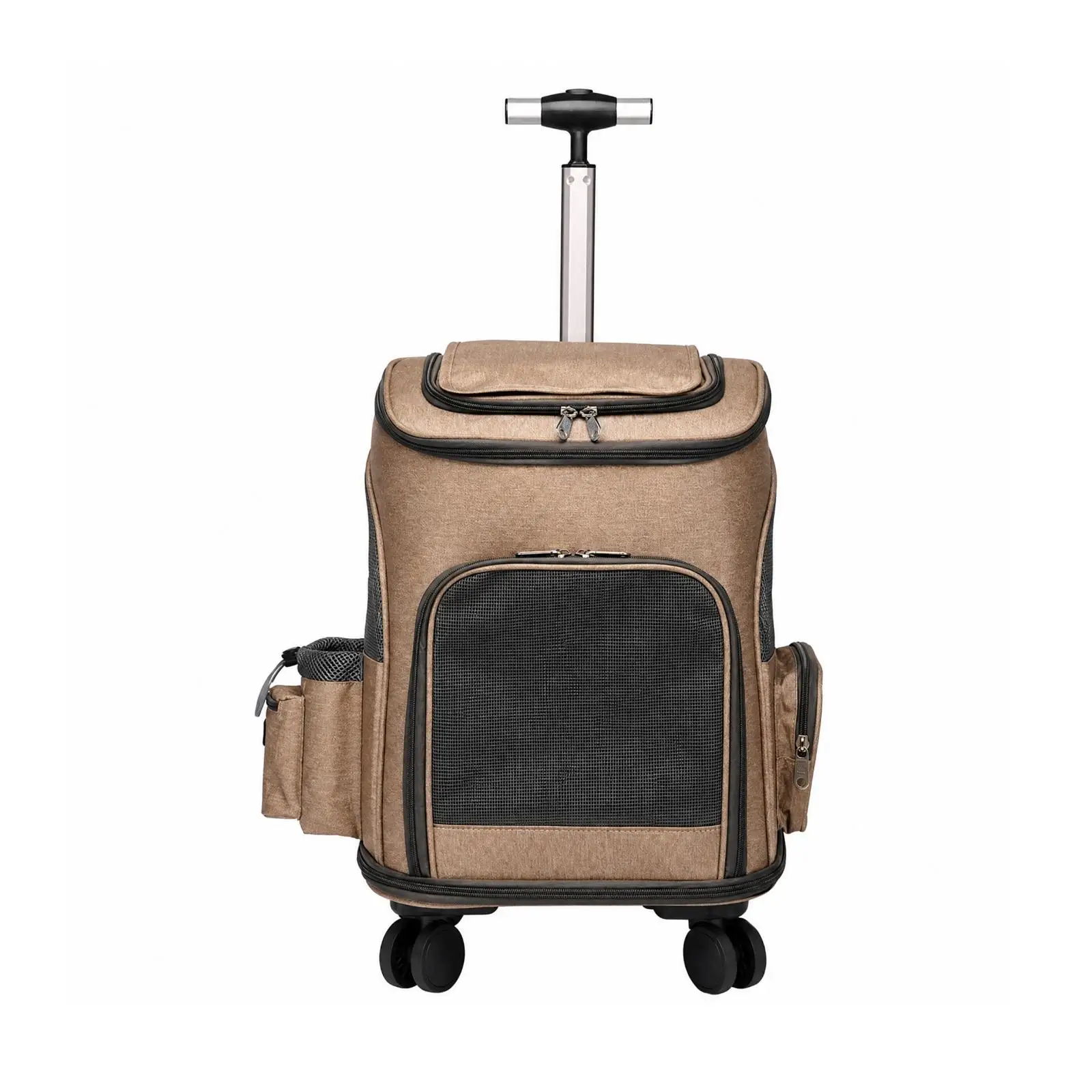 Foldable Wheeled Pet Carrier with Wheels Versatile Convertible Pet Carrier Backpack Breathable for Cat Owners, Travel, Outdoor