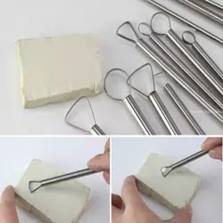 스테인레스 스틸 스크레이퍼 DIY 조각 점토 점토 수동 모델 스크레이퍼 수리 빌렛 드로잉 쉐이핑 도자기 도구 6 개 세트