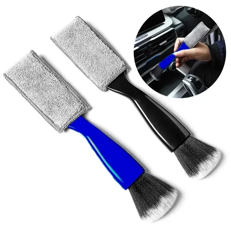 1PCS Car Interior Cleaning Brush Air Conditioner Cleaning Tools Air Outlet Dust Removal Soft Brush Double-ended Duster Cleaner