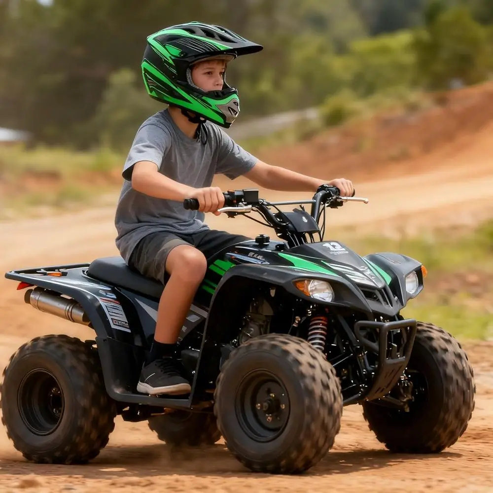 Jeugd ATV crossmotorhelm met handschoenen, bril en masker, DOT-gecertificeerd, 4-delige set, groen, maat S