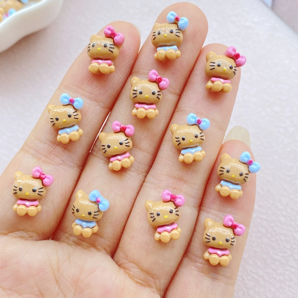 50 Piezas de Adornos de Resina para Uñas con Diseño de Gatos de Dibujos Animados, para Manualidades, Decoraciones 3D para Uñas y Joyería