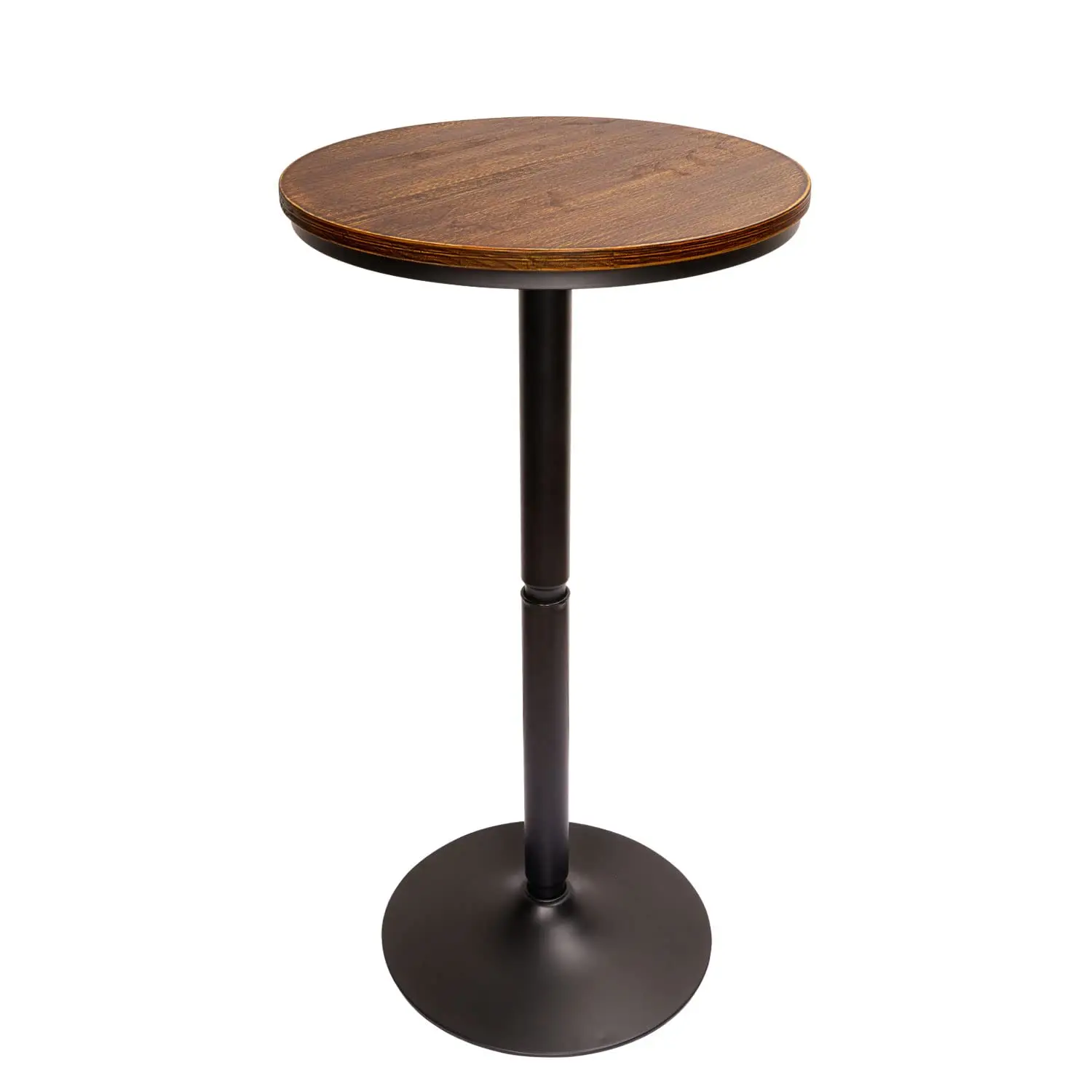 

Round Bar Height Bistro Table Natural Wood Top Metal Frame 21.7 Inch Diameter 40.5 Inch Height