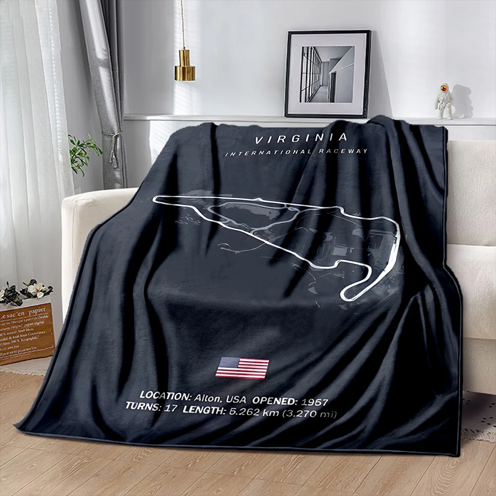 بطانية F1 Imola Monaco المطبوعة للفصول الأربعة لأريكة الغرفة، الفورمولا 1 ديكور لموضوع رياضة السيارات هدايا لمحبي السباق