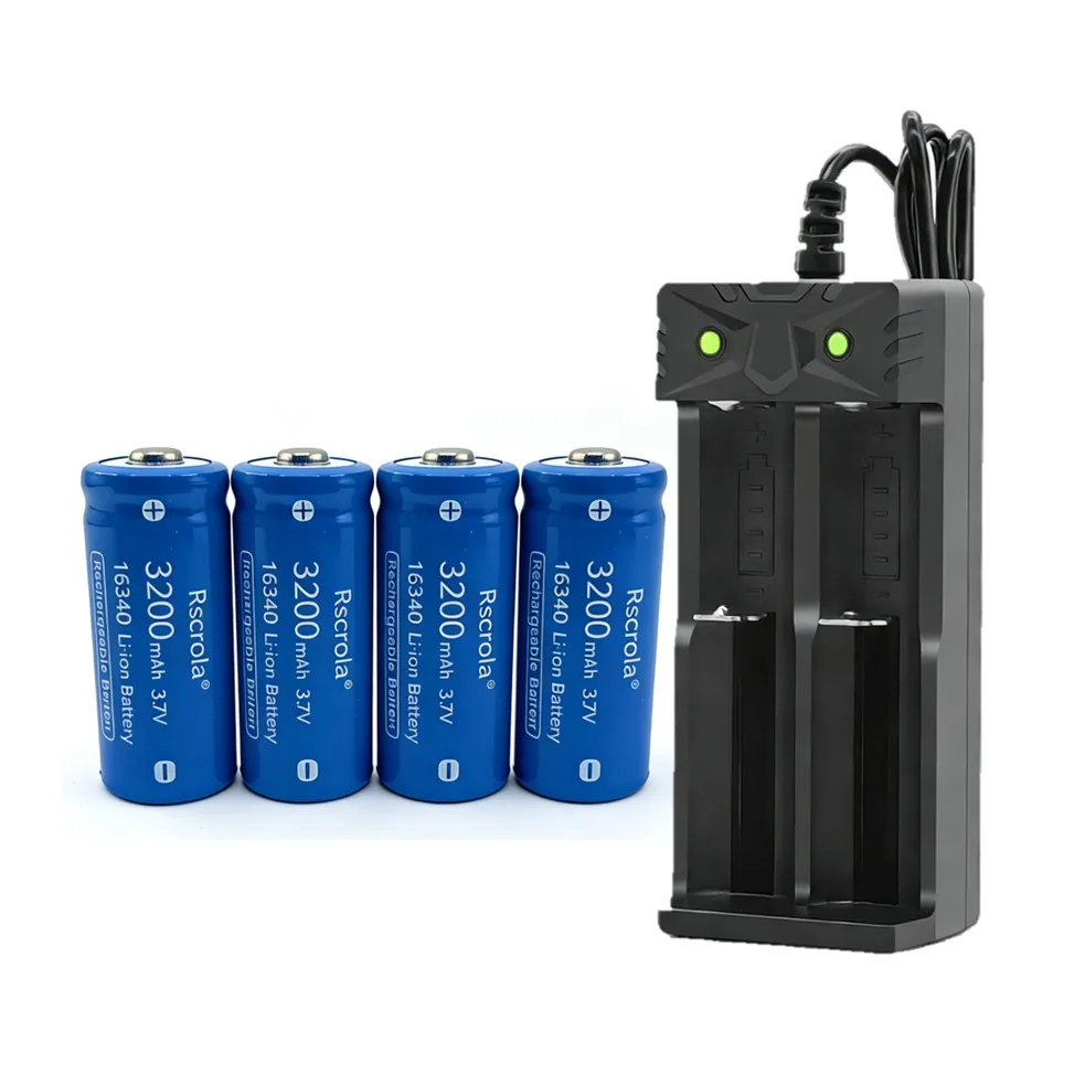 3,7 V 16340 Li-ion batterij 3200 mAh, oplaadbare CR123A-batterijen met oplader, voor Arlo-camera's VMC3030 VMK3200 VMS3330, zaklamp - afbeelding 2