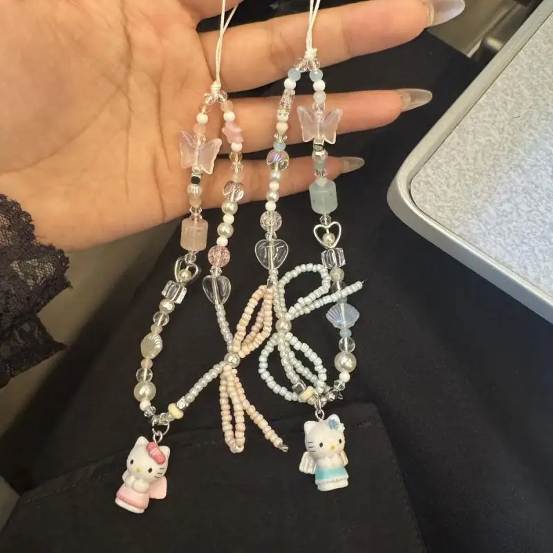 سانريو مرحبا كيتي الهاتف قلادة أنيمي الكرتون فراشة الملاك كيتي جراب هاتف سلسلة المفاتيح حقيبة الظهر اكسسوارات هدية