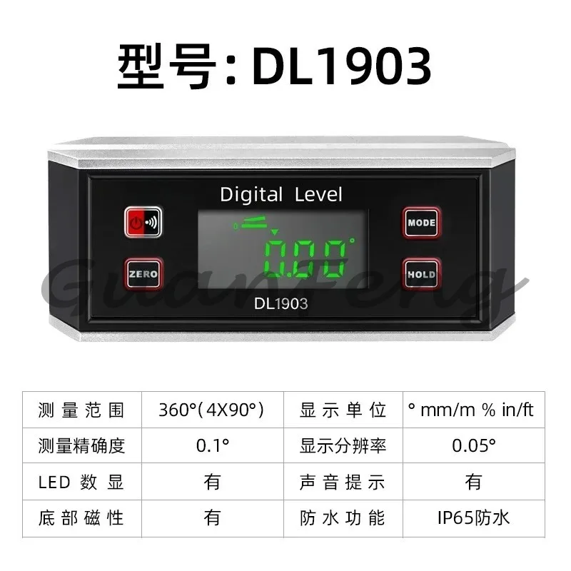 360° Waterproof Digital Inclinometer, High Precision Magnetic Electronic Angle Gauge Large LCD Screen