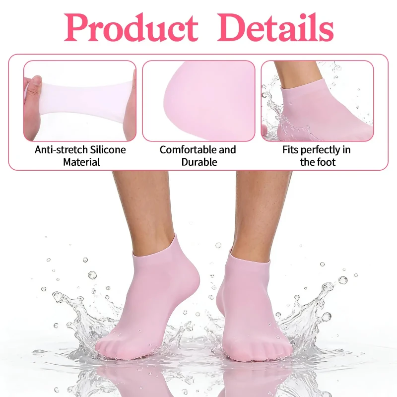 1 Pair Silicone Moisturizing Foot Socks, Effective Foot Care, Prevent Cracked Heels, Remove Dead Skin, Elastic Foot Socks, All-Day Moisture Locking, Prevent Dryness, Odorless, Easy To Wear And Remove, Soft And Comfortable Material.