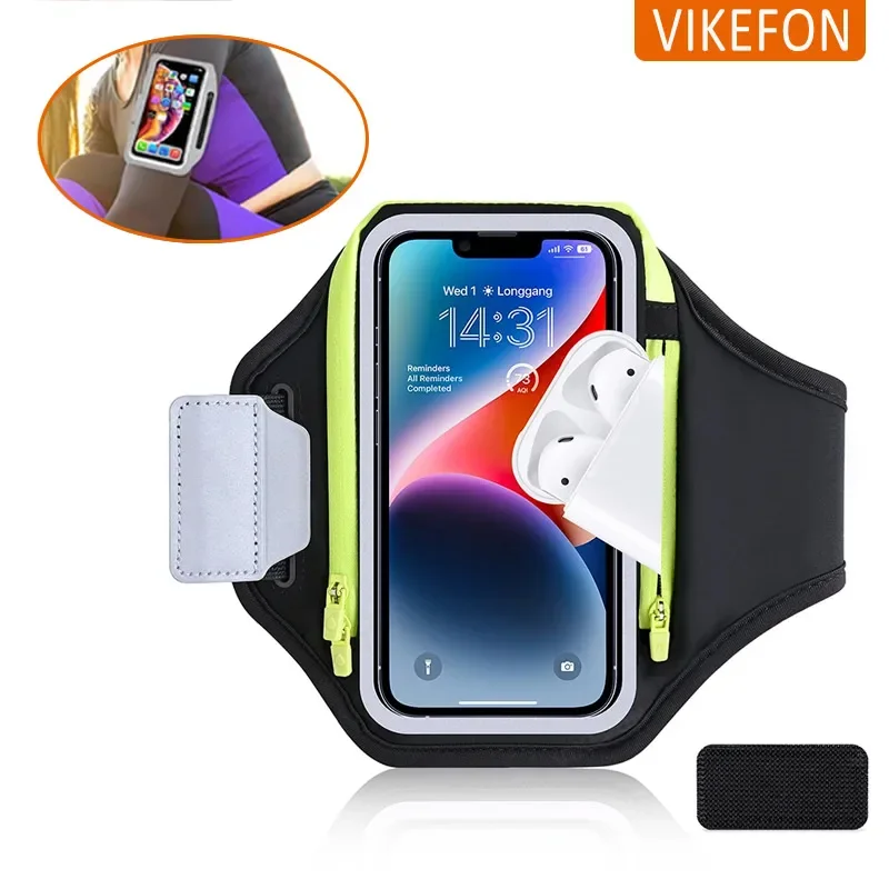 Fitness Arm Bag Double Zipper Head Mobile Phone Earphone Storage Bag for IPhone 14 13 Pro Max Samsung Xiaomi Running Accessories