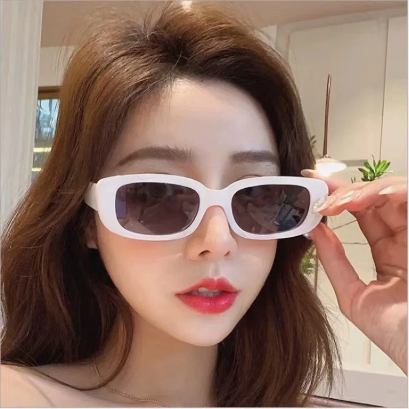 Summer Vintage Rectangle Men Women Sunglasses Fashion Ins Popular Black White Shades Eyewear Trendy UV400 Protection Sun Glasss