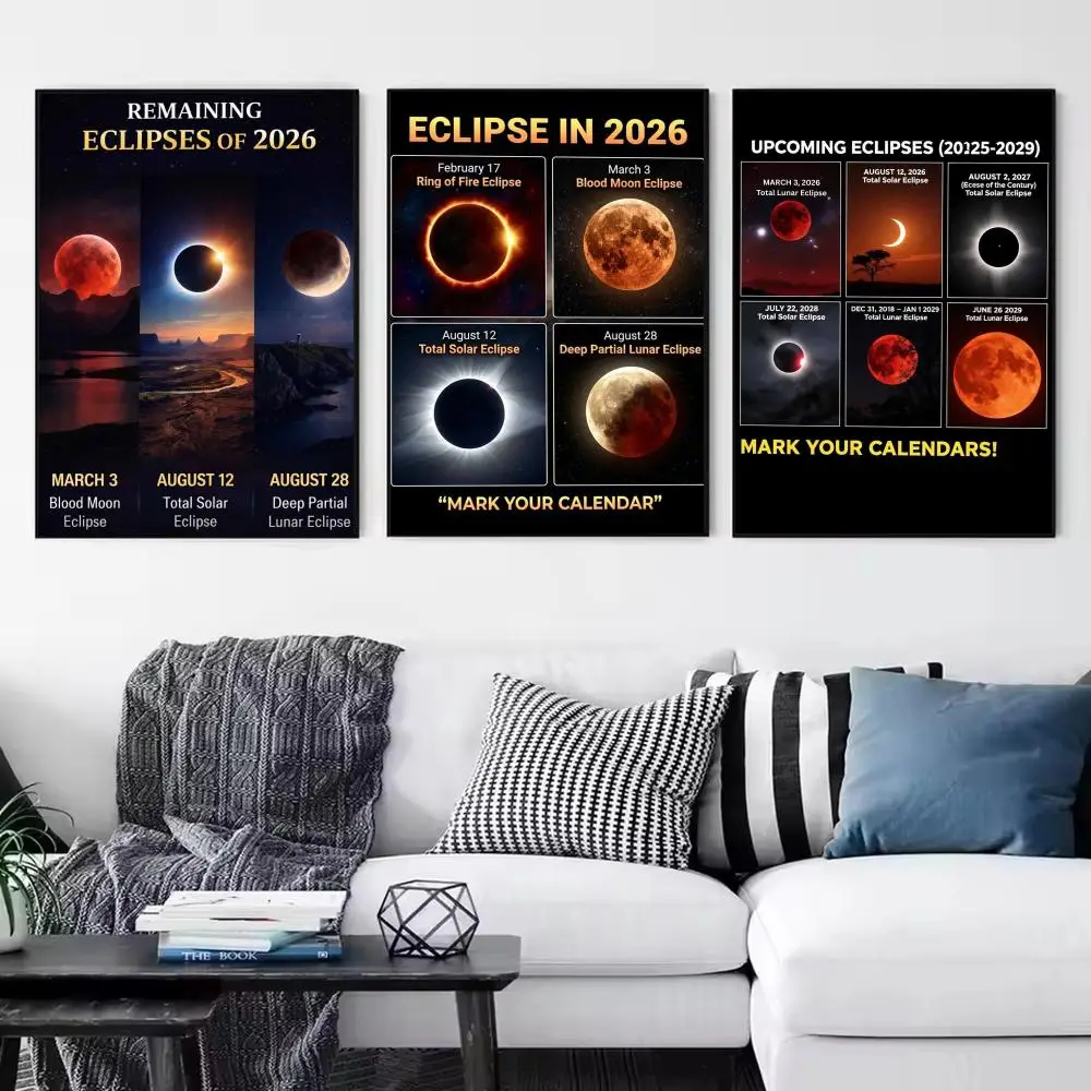 Total Solar Eclipse Poster Modern Minimalist Wall Art Prints Poster Home Decor Interior Bedroom Living Room