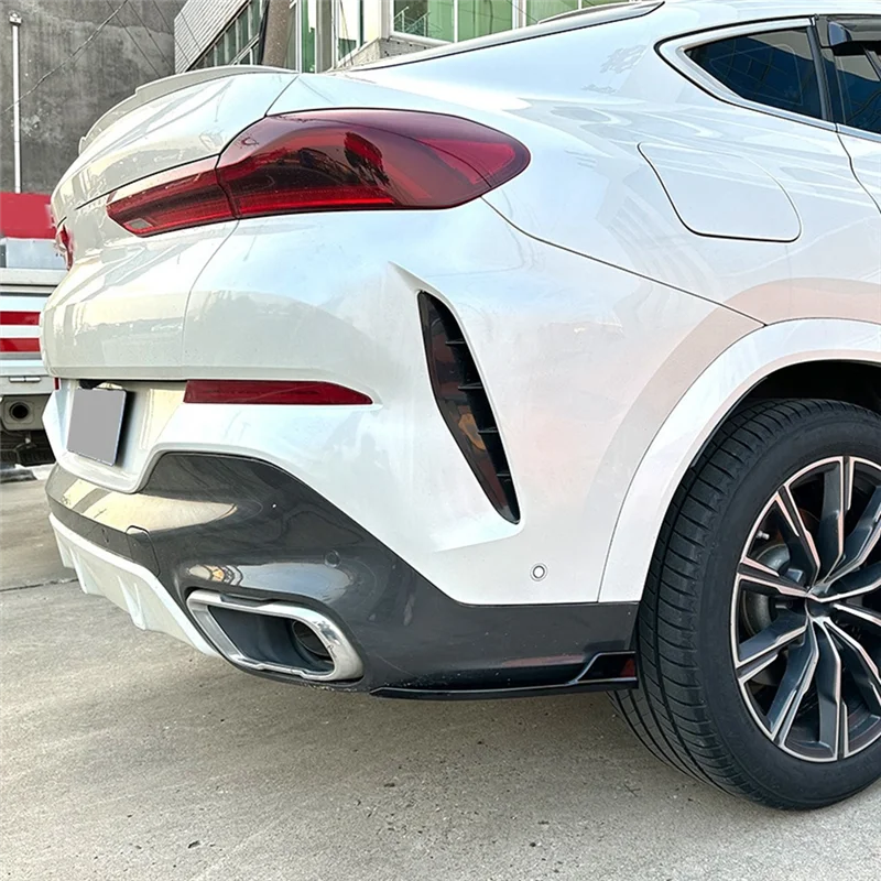 

For BMW X6 G06 M Sport 2019-2022 Rear Bumper Canards Spoiler Splitter Diffuser Protector Cover Accessories ABS-AB36