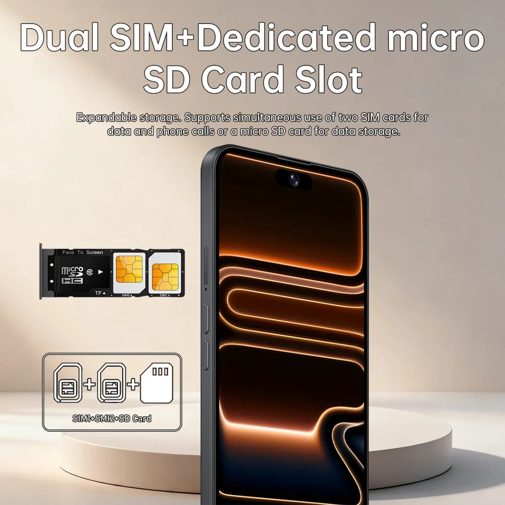 K-Touch A17 Pro Max Mobile Phones Smartphone Android 15 Cell Phone 7.3 Inch 22G+2TB 16+48MP Camera 5G Dual Sim 7800mAh Fingerprint Unlocked Global Version Cellphones