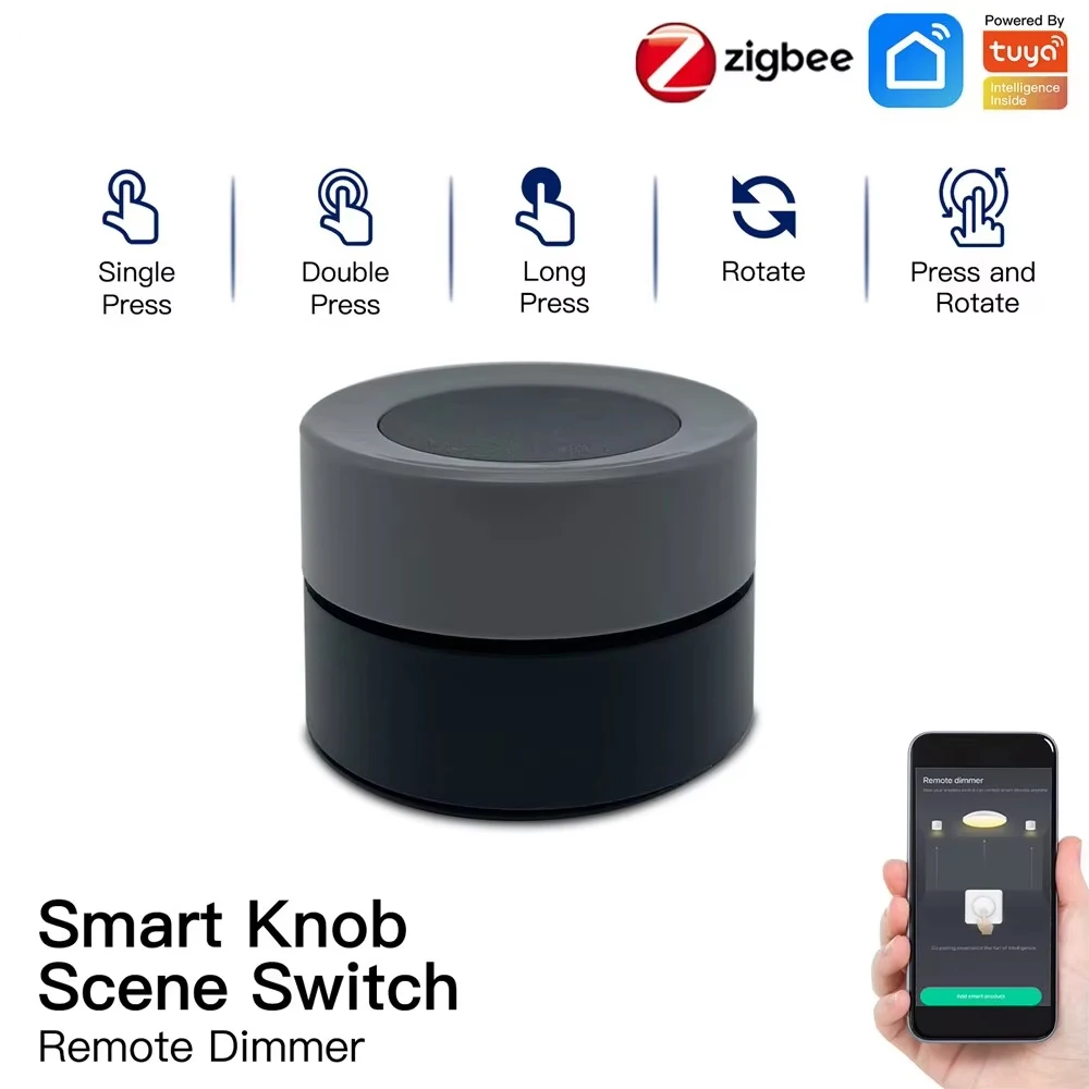 MOES Tuya ZigBee Smart Knob Switch Wireless Scene Switch Button Controller Battery Powered Automation Scenario Smart Life App