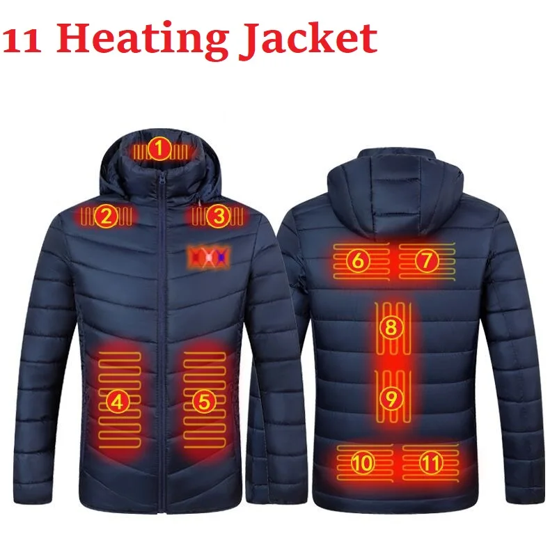 

Men Winter Warm USB Heating Jackets 2025 New Smart Thermostat Pure Color Hooded Heated Clothing Waterproof Warm Jackets