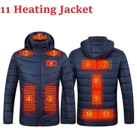 Men Winter Warm USB Heating Jackets 2025 New Smart Thermostat Pure Color Hooded Heated Clothing Waterproof Warm Jackets