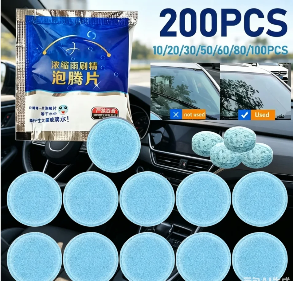 10-200PC Solid Cleaner Car Windscreen Cleaner Effervescent Tablet Auto Wiper Glass Solid Cleaning Concentrated Tablets Detergent