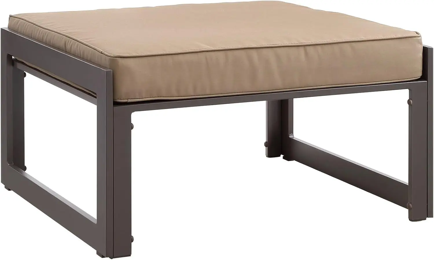 Aluminum Outdoor Patio Ottoman in Brown Mocha/Brown White/White Gray