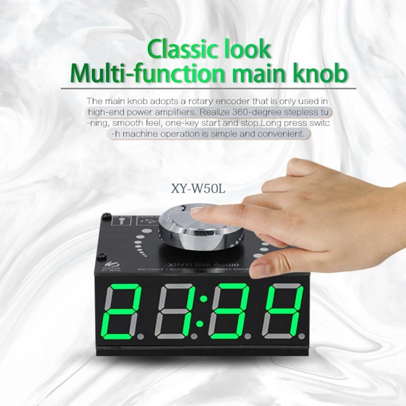 สเตอริโอ50Wx2 Hi-Fi บลูทูธ5.0 MODUL Amplifier Audio บอร์ดขยายกำลังเสียงระบบดิจิตอลพร้อม USB WiFi Timing CLOCK