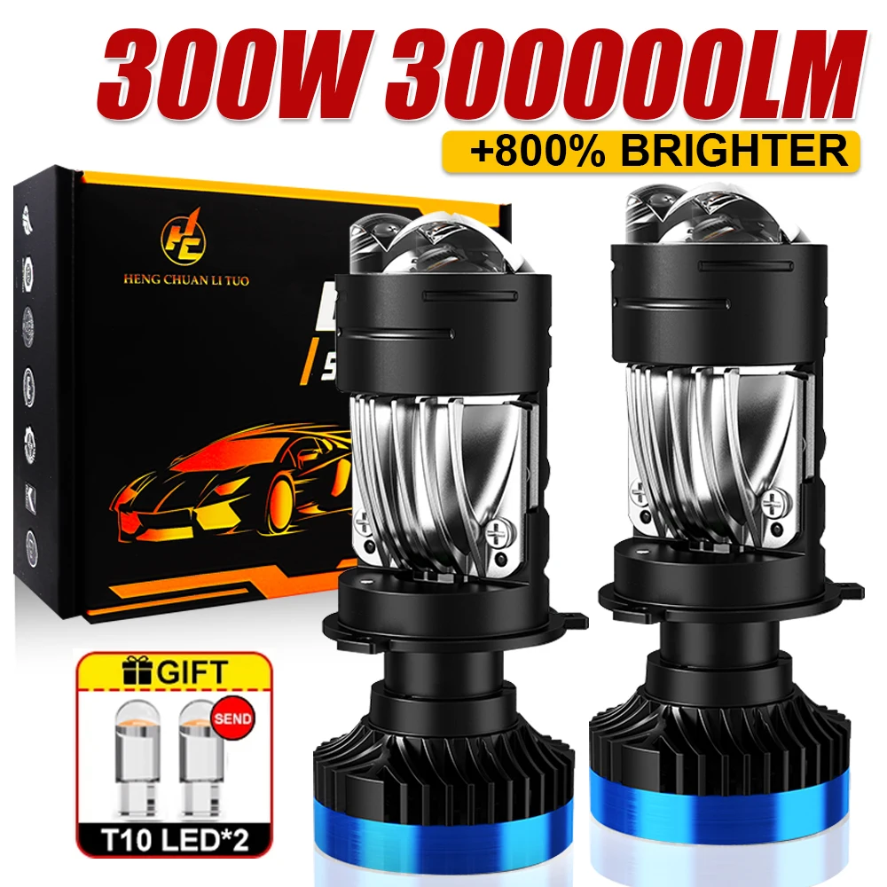 300 واط H4 9003 HB2 Bi جهاز عرض (بروجكتور) ليد عدسة المصباح LED لمبة CSP 300000LM دراجة نارية السيارات توربو مصابيح عالية شعاع منخفض شعاع 12 فولت #1