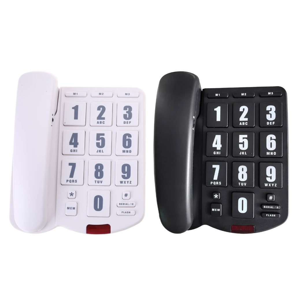 1pc Big Button Landline Phone Desktop Telephone Loud Ringtone Fixed Home Phone for Elderly and Visually Impaired PK3000