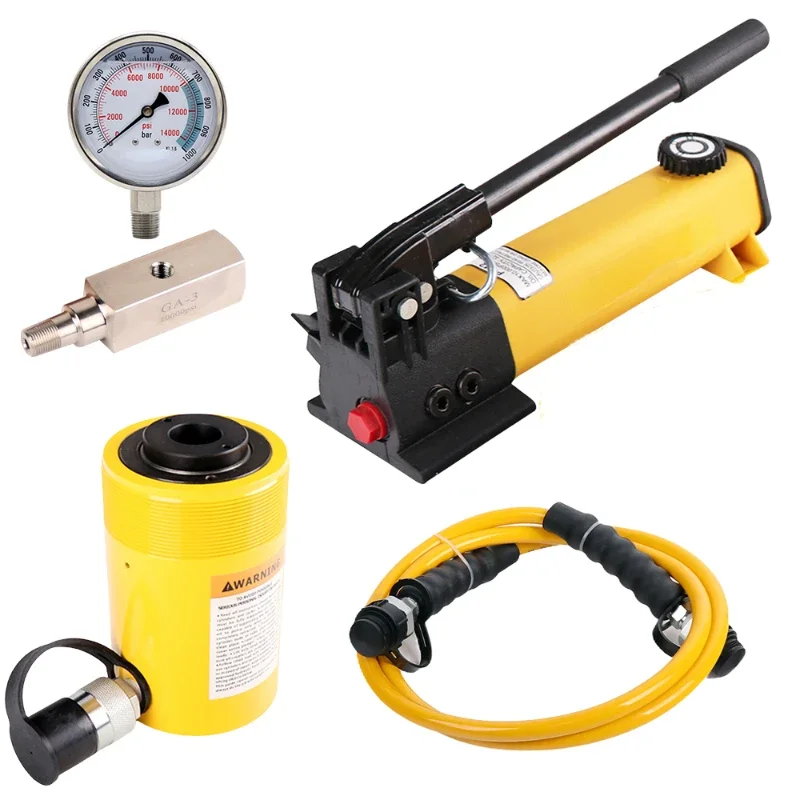 Equivalent RCH-202 Single Acting Center Hole Hydraulic Cylinder Set With Manual Pump