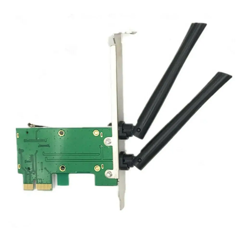 Wireless Wifi Network Card Mini PCIE To PCI-E 1X Desktop Adapter Accessories Antennas Computer Parts 2 Antennas Adapter