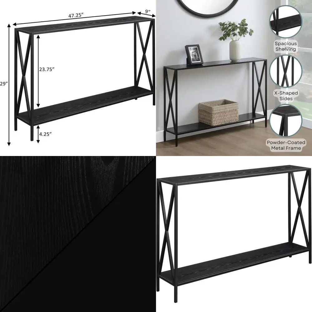 

Современный черный консольный стол 47,25 дюймов с полкой для хранения для прихожей и гостиной