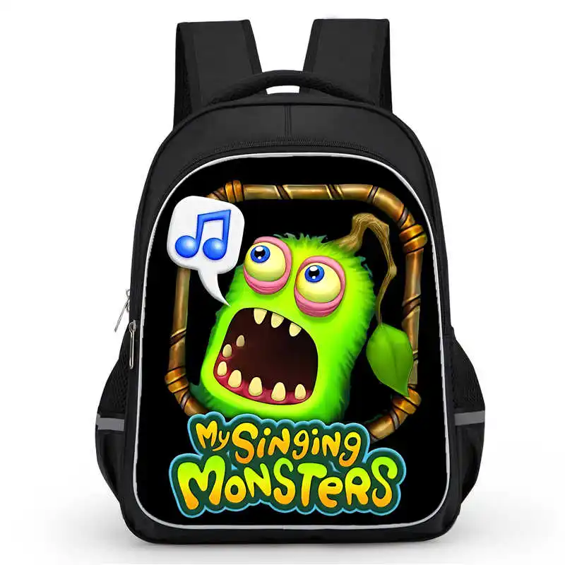 

School Backpack with Double Zipper Pocket,Cartoon Sing-ingMon-ster-s School Bags for Boy Girl,Durable 16-in Child Bags for Pupil
