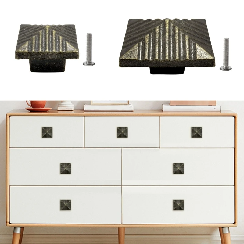 

Прочные цинковые ручки для ящиков с квадратным дизайном в стиле ретро, ​​простые в установке ручки для шкафа для мебельной M4YD