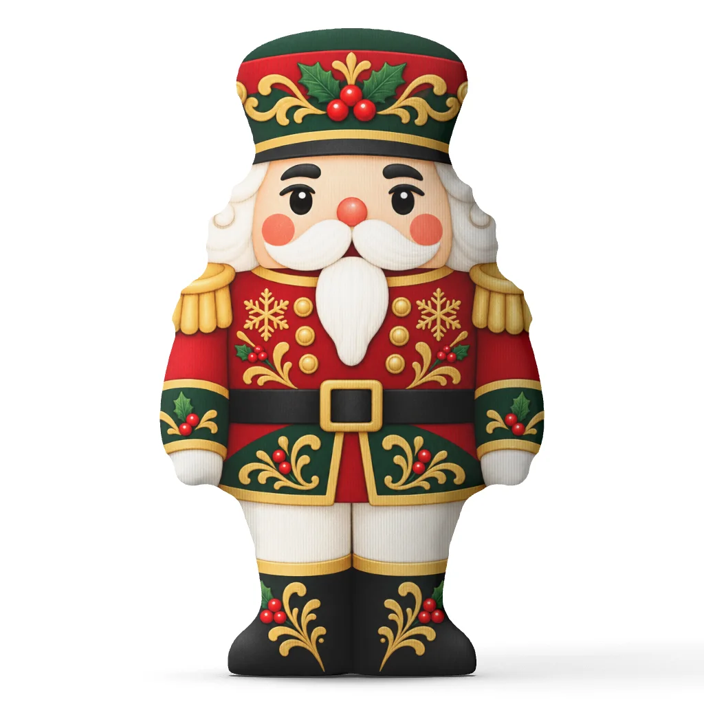 Christmas Nutcracker Pillow Traditional Holiday Soldier Shaped Throw Cushion Stuffed Plush Sofa Accent Home Decor Gift Idea