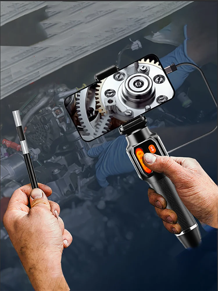 360 graden rotatie endoscoopcamera 6 mm lens HD gelede inspectie Borescope camera IP67 voor automotive auto IOS Android - afbeelding 2