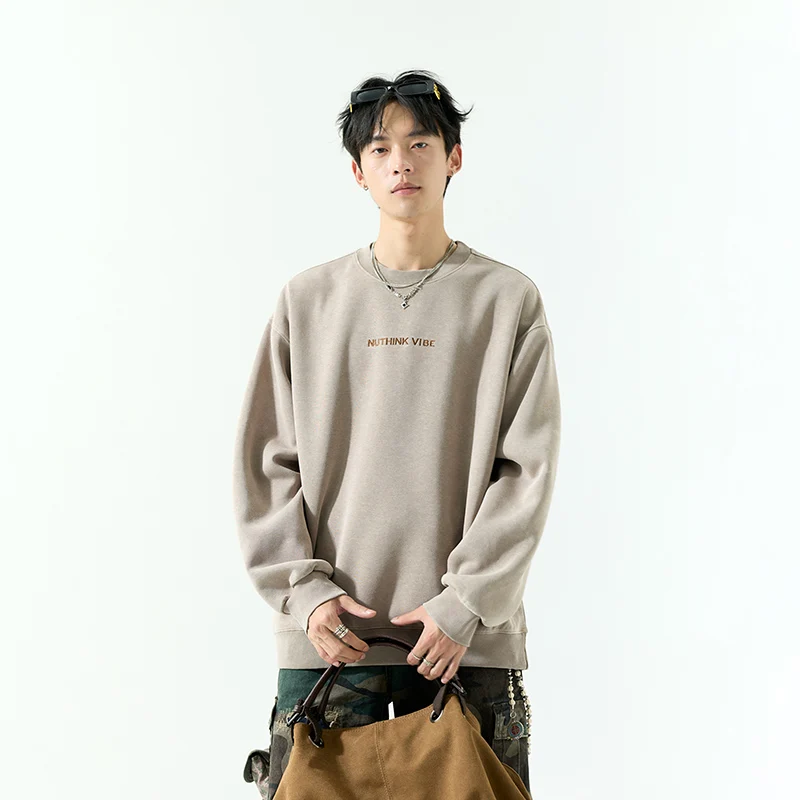 

American Sle Men's Long Sve round Ne Sweatirt Spring Autumn New Arrival Comfortable Cotton Polyester Blend Top