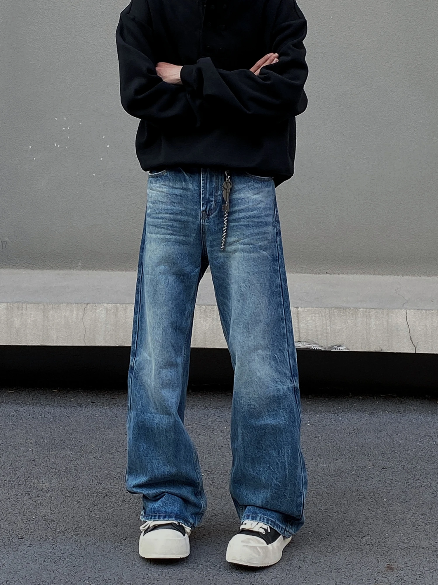 

Мужские джинсы Waed в американском ретро-стиле, свободные, прямые, с легким расклешением, утягивающие, повседневные, молодежные, длинные