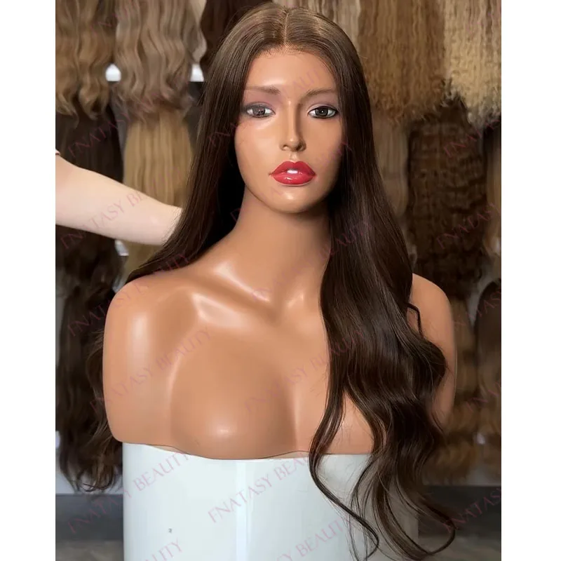Cool Brown Long 28Inch Wavy 100% Remy Human Hair Glueless 5x5HD Lace Wigs for Black Women Pre Plucked 360 Lace Frontal Wigs