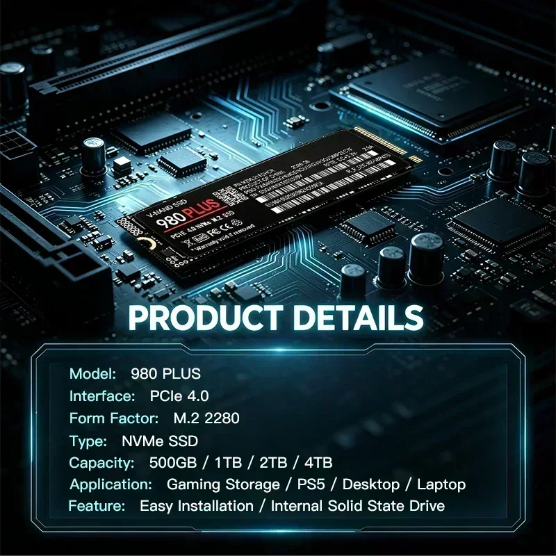 High Speed SSD 980 PLUS M2.2280 NVMe Solid State Drive PS5 Gaming Mac 1TB 2TB 4TB Option High Read Write Speed