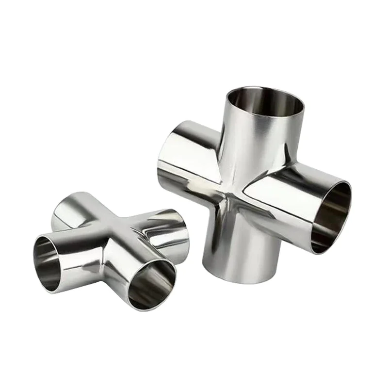 19mm - 102mm OD Sanitary Welding Cross 4-ways Pipe Connector SS304 Stainless Steel Fitting Spliter Homebrew Beer Wine