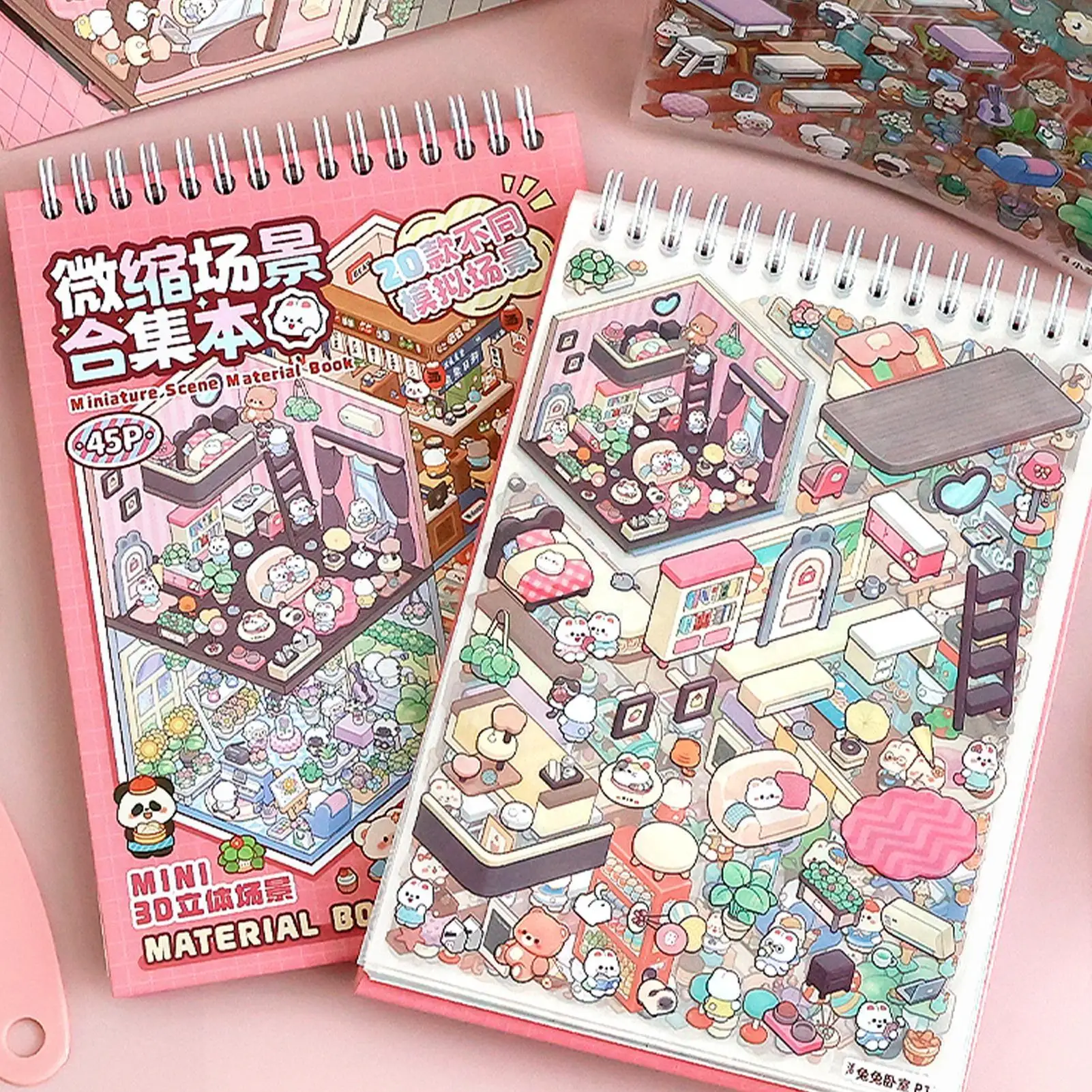 miniature scene collection book landscape scene small stickers stacking stereoscopic vision miniature house gifts for girls