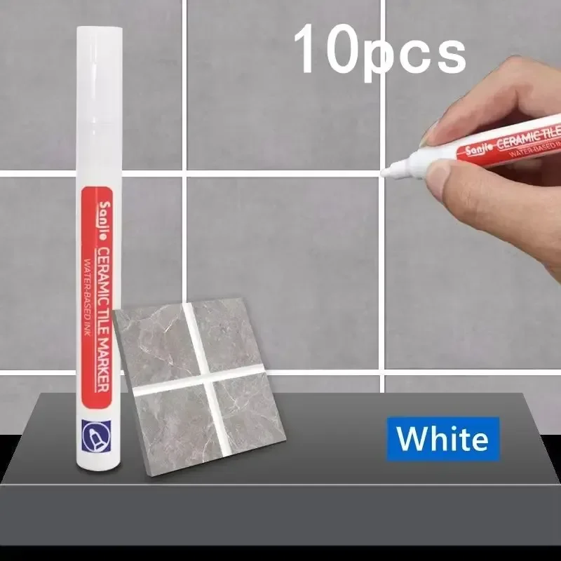 1-10Pcs White/Beige Waterproof Tile Grout Marker Pen, Wall Seam Repair Pen for Tile Floor Bathroom Kitchen Grout Restorer